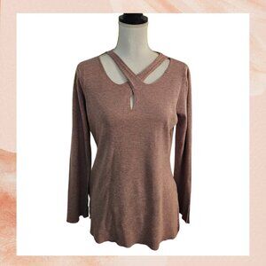 Light Mauve Cut-Out Ribbed Fitted Sweater